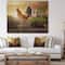 Designart - Country Farm Morning - Farmhouse Animal Painting Print on Natural Pine Wood